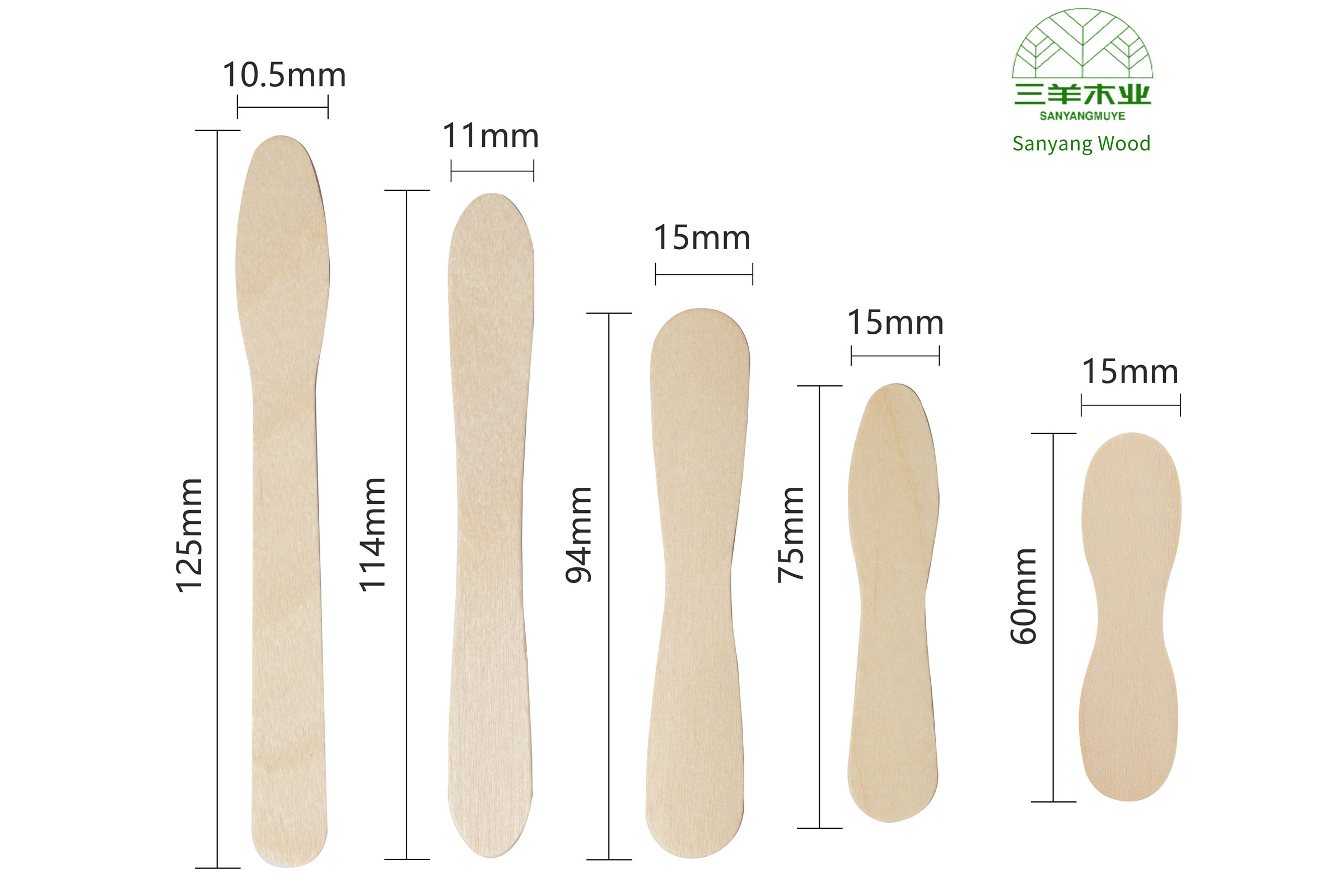 114mm wooden ice cream spoons kinds