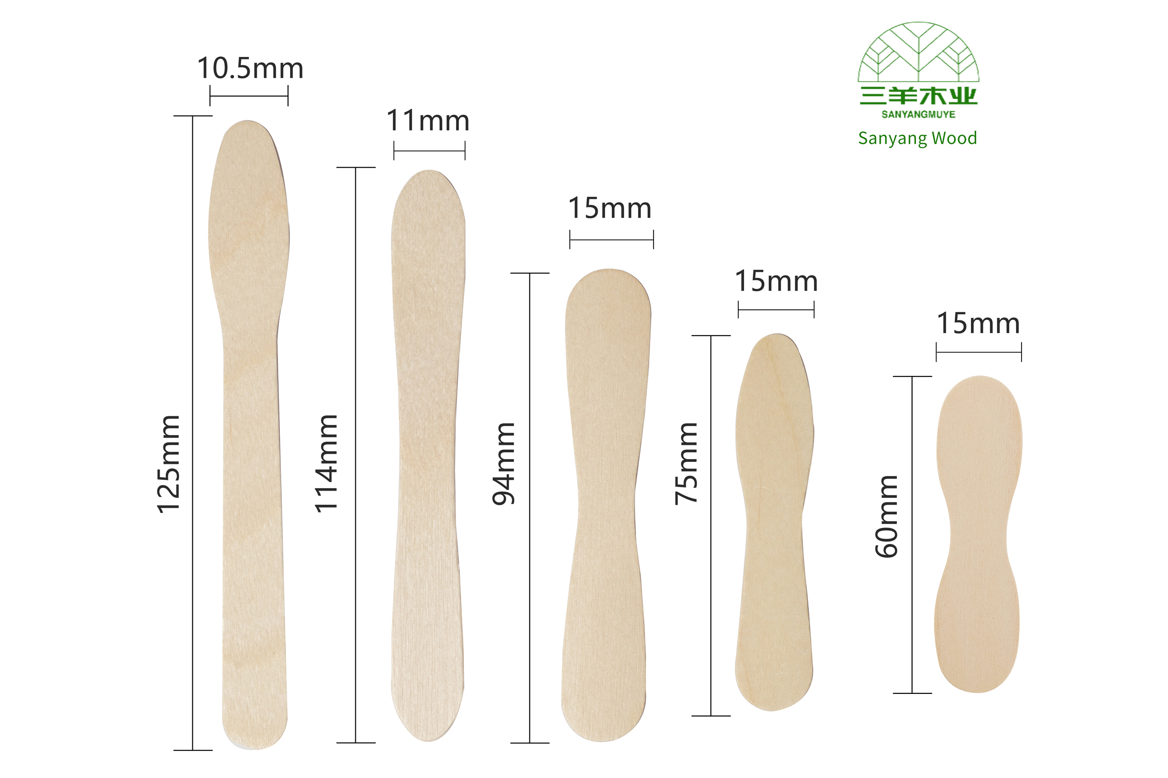 125mm wooden ice cream spoons kinds