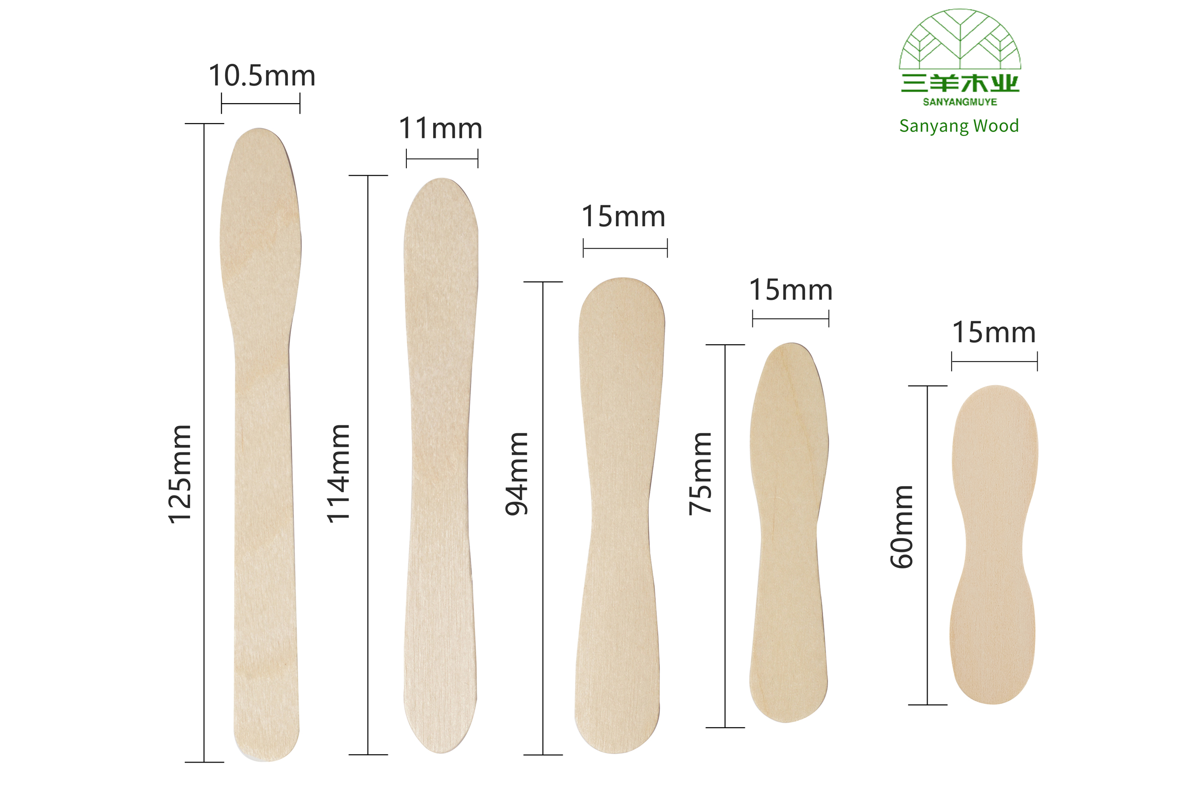 60mm wooden ice cream spoons kinds