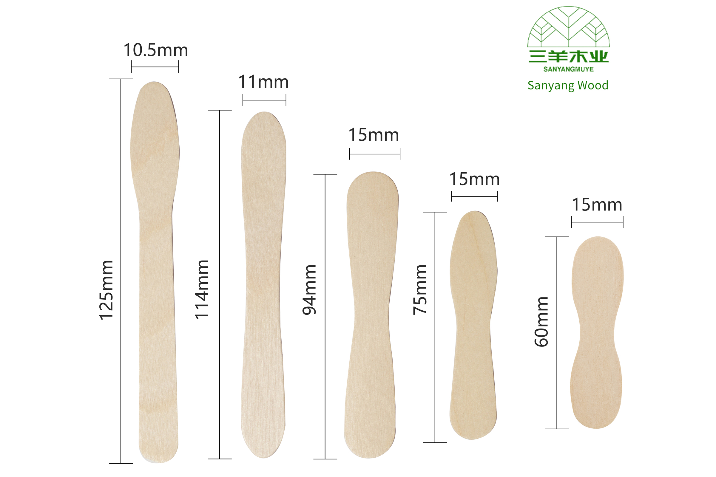 75mm wooden ice cream spoons kinds